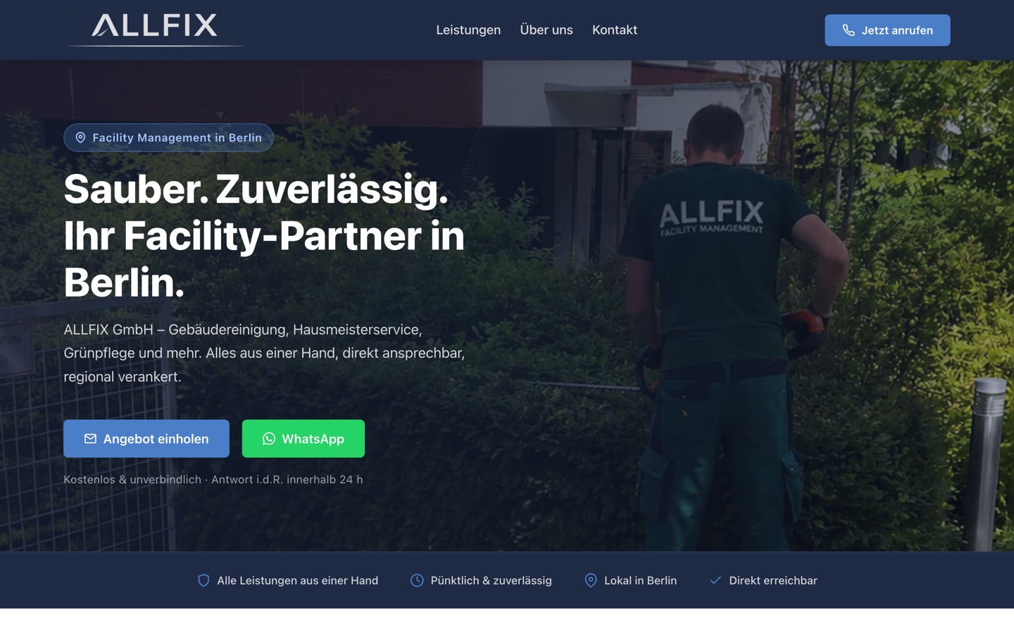 Screenshot der Live-Website allfix-service.de